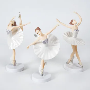 3pcs Sladko Predstavlja Ballet Dekle Balerina Dekle Figur Torto Pokrivalo Smolo Kiparstvo Model Zbirateljske Ornament Dekle Rojstni dan Dekor 10161