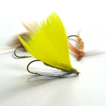 KKWEZVA 18pcs Fishing Lure Maslo letenje Žuželke različne barve Lososa Muhe Postrvi Eno Suho Letenje Ribolov Vab Ribištvu Tackle 0