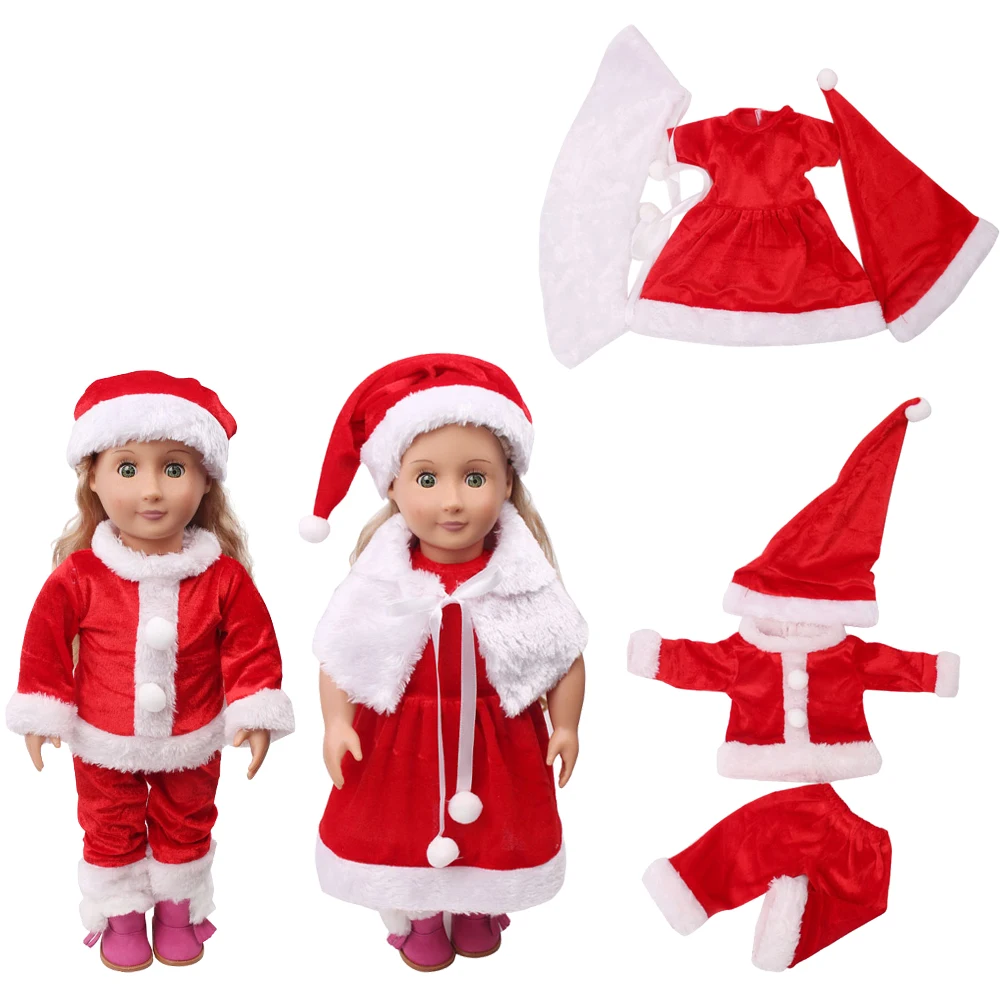 18 inch Dekleta lutka obleko Ameriških novorojenčka Rdeče Božič obleko Otroške igrače obleko fit 43 cm lutke otroka c646 2