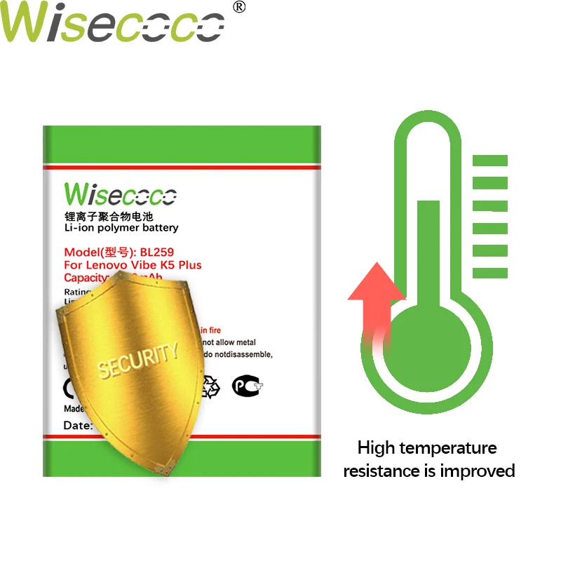 WISECOCO 4600mAh BL259 Baterija Za Lenovo vibe k5 plus K32C30 K32C36 Mobilnega Telefona Najnovejše Proizvodnje Baterije S Številko za Sledenje 3