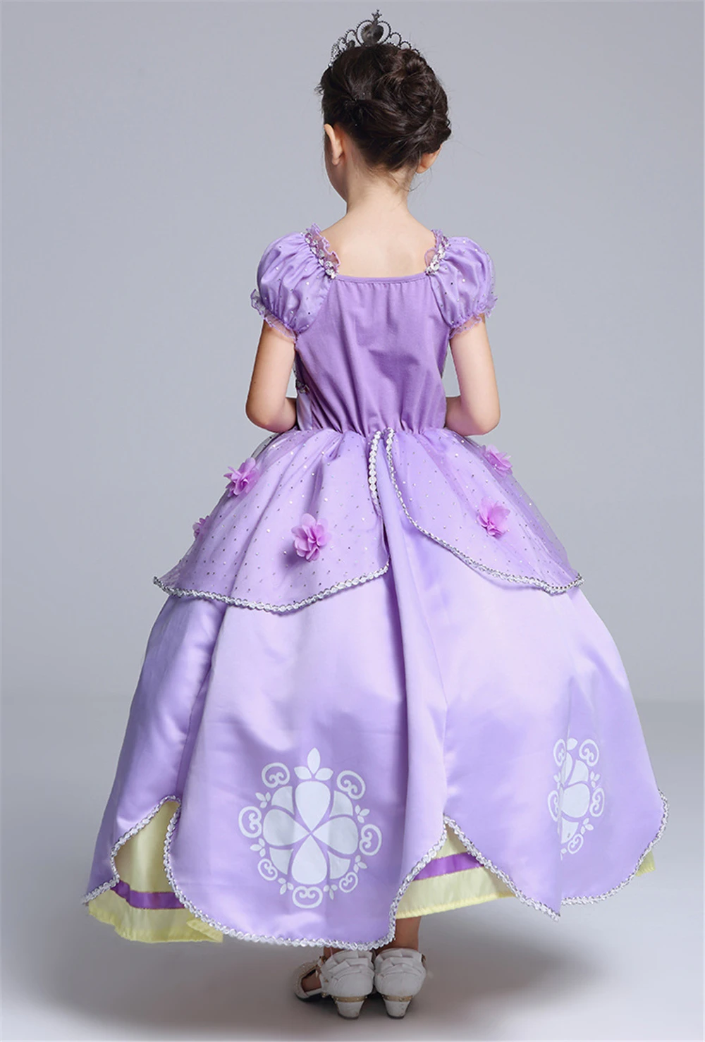Božič Dekleta Princesa Sofija Obleko Dolžina Tal Pustni Preobleki Otrok Sophia Kostum 5 Plasti, Vijolična Dolžina Tal Žogo Obleke 4