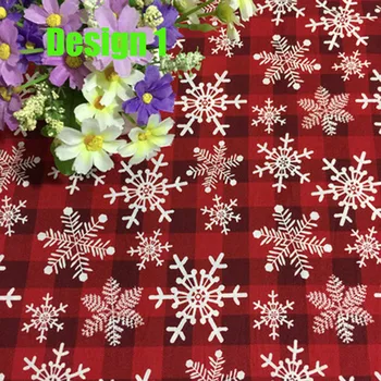 Čisto Novo Zasnovo Kakovosti Rdeča Zelena Božič Snežinka Drevesa, Rože Tiskane Bombažne Tkanine Za DIY Šivanje Dekoracijo 1
