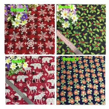 Čisto Novo Zasnovo Kakovosti Rdeča Zelena Božič Snežinka Drevesa, Rože Tiskane Bombažne Tkanine Za DIY Šivanje Dekoracijo 3