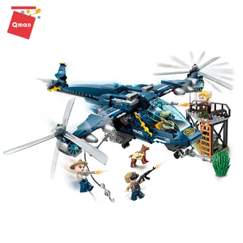 QMAN MOC Mestnem Gozdu Policija Serije Gradnik nastavite Odpremi Osprey Helikopter model Izobraževalne Opeke Toysfor otrok Darilo 4