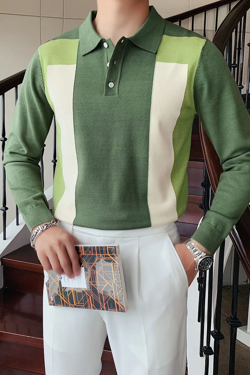 Britanski Stil Jesensko Zimski Pulover Moških Modnih Oblačil 2020 Znižuj Ovratnik Moški Puloverji Dolg Rokav Razrezana Barve Potegnite Homme 2