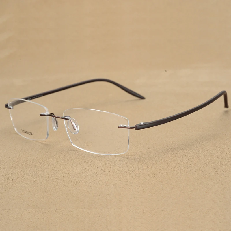 Handoer Rimless Optičnih Očal Okvir za Moške Očala Očala, Optično Recept Okvir iz Titana Noge Rimless Očala 0