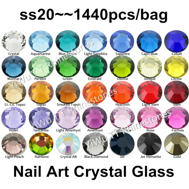 Super Sijoče 1440pcs/vrečko,SS20 (4.6-4.8 mm) Multi Barve, Kristali AB 3D Ravno Nazaj Ne sprotni Popravek Nail Art Okrasnih Dekoracijo 2