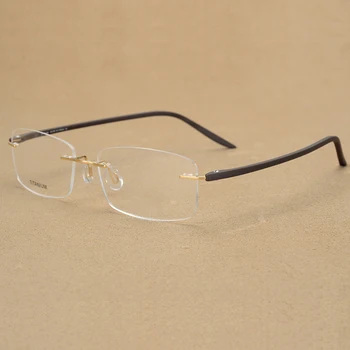 Handoer Rimless Optičnih Očal Okvir za Moške Očala Očala, Optično Recept Okvir iz Titana Noge Rimless Očala 2