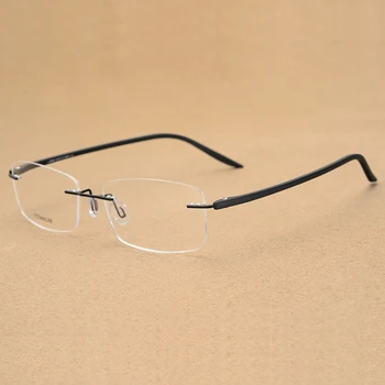 Handoer Rimless Optičnih Očal Okvir za Moške Očala Očala, Optično Recept Okvir iz Titana Noge Rimless Očala 3
