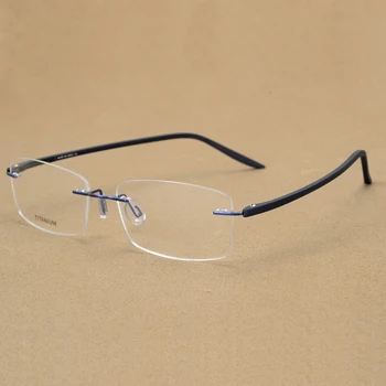 Handoer Rimless Optičnih Očal Okvir za Moške Očala Očala, Optično Recept Okvir iz Titana Noge Rimless Očala 4