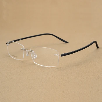 Handoer Rimless Optičnih Očal Okvir za Moške Očala Očala, Optično Recept Okvir iz Titana Noge Rimless Očala 5