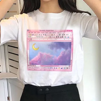 Gothic Sailor Moon Srčkan Roza Harajuku Poletje Ženski zgornji deli oblačil Kratek Rokav Pismo Risanka Tiskanja Priložnostne Ins Ženska T-Shirt majica 0