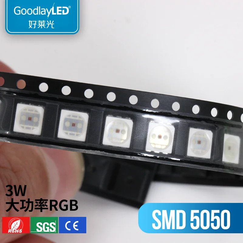 1000pcs5050 SMD LED Tri Stopala Spajkanje RGB Barvni LED SMD 5050 Čip Za Niz Svetlobnih diod 1