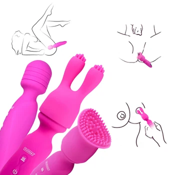 Zamenljiva Glava Vibrator Jezika Lizanje Sex Igrače 360 Upogibanje Vagina Masturbator Ogrevanje G-spot Stimulator Sex Shop za Pare 11100