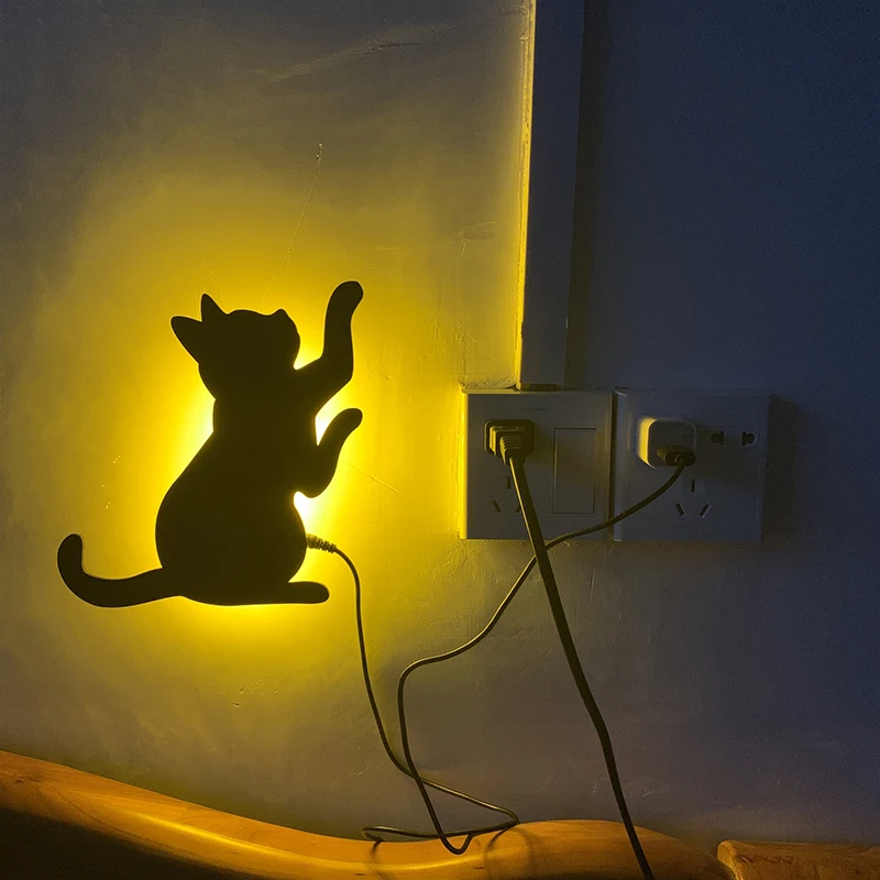 Led Mačka Ponoči Luči Senzor Gibanja Ponoči Žarnice Projektor Luči Inteligentni Senzor Svetlobe Sconces Baterije Nočna Art Deco 5