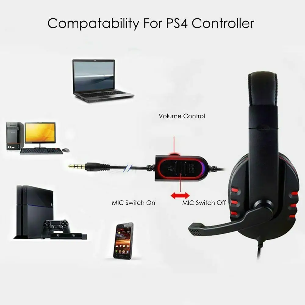 Gaming Slušalke Stereo PS4 X-Box Eno Slušalko Surround Slušalke 3.5 mm Žično Mic Za PS4 Laptop Xbox eno 4