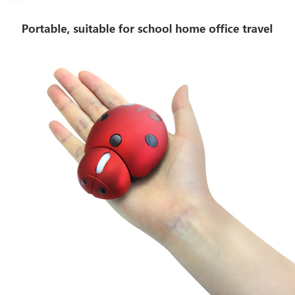CHUYI Brezžična 2.4 G Mini Ladybug Miško Srčkan Usb 3000 DPI Laserski 3D Za Otroke Darilo Laptop Pc 1