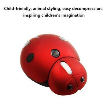 CHUYI Brezžična 2.4 G Mini Ladybug Miško Srčkan Usb 3000 DPI Laserski 3D Za Otroke Darilo Laptop Pc 2