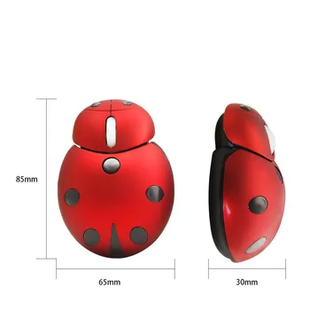 CHUYI Brezžična 2.4 G Mini Ladybug Miško Srčkan Usb 3000 DPI Laserski 3D Za Otroke Darilo Laptop Pc 3