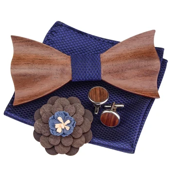 2020 Paisley 3D Oreh Lesene Lesa Lok Kravato Svile Handkerchief Cufflink Broška Set Za Moške Poročne Novosti Opremo Vezi in Box 11376