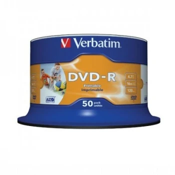 DVD-R 16x Verbatim Printable ŠIROKE ŠT ID Tarrina 50 Kos 11402