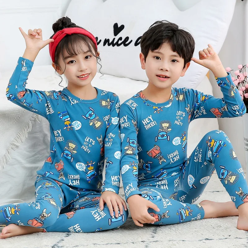 Otroci Oblačila Sleepwear otrok domov nositi Živali Tiskanja Priložnostne Top z Dolgimi rokavi+hlače, Pižame 2pcs Določa Baby Boy Girl Pižamo 2-12y 3