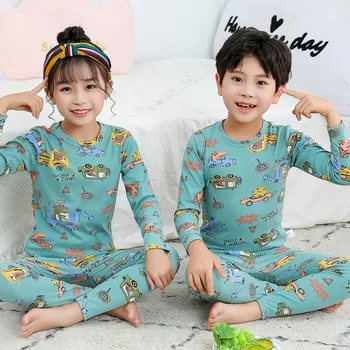 Otroci Oblačila Sleepwear otrok domov nositi Živali Tiskanja Priložnostne Top z Dolgimi rokavi+hlače, Pižame 2pcs Določa Baby Boy Girl Pižamo 2-12y 1