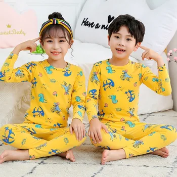 Otroci Oblačila Sleepwear otrok domov nositi Živali Tiskanja Priložnostne Top z Dolgimi rokavi+hlače, Pižame 2pcs Določa Baby Boy Girl Pižamo 2-12y 4