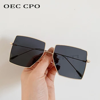 OEC CPO Prevelik Kvadratnih sončna Očala Ženske Modni Prosojni Odtenki sončna Očala Moških Ravno Top Zlitine Očala UV400 Gafas de sol 11581