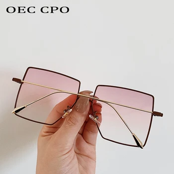 OEC CPO Prevelik Kvadratnih sončna Očala Ženske Modni Prosojni Odtenki sončna Očala Moških Ravno Top Zlitine Očala UV400 Gafas de sol 2