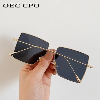 OEC CPO Prevelik Kvadratnih sončna Očala Ženske Modni Prosojni Odtenki sončna Očala Moških Ravno Top Zlitine Očala UV400 Gafas de sol 3