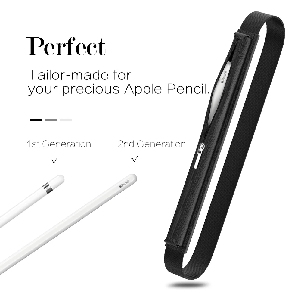 Primeru, da Imetnik za Apple Svinčnik-Premium Usnja Primeru Elastična Snemljivi Rokavi, Zadrgo, Žepek za Apple Svinčnik(1. &2. Gen),za ipad 5