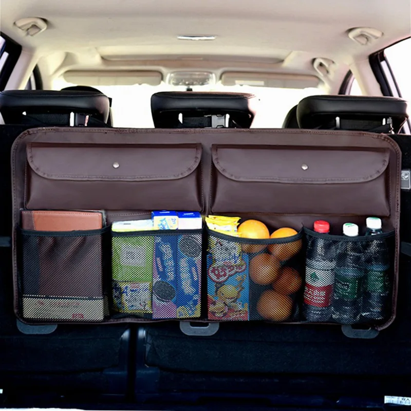 Prtljažnik Backseat Polje Multi Žep Avto Organizator Notranja Oprema Sedež Nazaj Vrečko Za Shranjevanje Neto Auto Tkiva Škatle Nalaganje Tidying 1