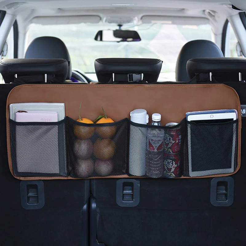 Prtljažnik Backseat Polje Multi Žep Avto Organizator Notranja Oprema Sedež Nazaj Vrečko Za Shranjevanje Neto Auto Tkiva Škatle Nalaganje Tidying 4