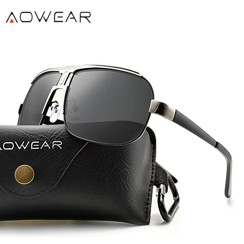 AOWEAR Mens Kvadratnih sončna Očala Moških Polarizirana Luksuzne blagovne Znamke Vintage Retro sončna Očala Moški Kul Vožnjo Buljiti Očala gafas de sol 0