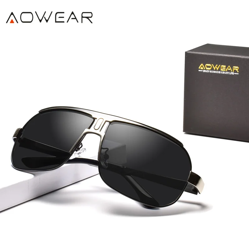 AOWEAR Mens Kvadratnih sončna Očala Moških Polarizirana Luksuzne blagovne Znamke Vintage Retro sončna Očala Moški Kul Vožnjo Buljiti Očala gafas de sol 2