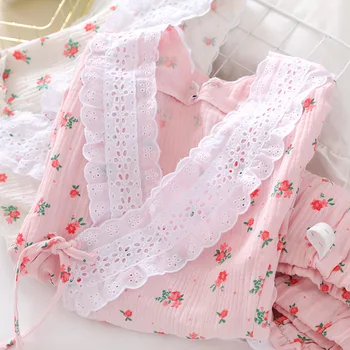 Novo Krep Bombaž Poroda Oblačila po porodu Dojenje zdravstvene Nege bo Ustrezala Sladko Japonski Homewear Pižamo Piyamas za Ženske 11782
