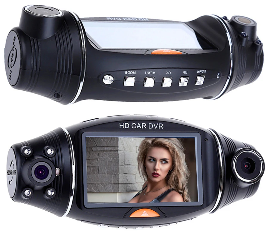 R310 Avto DVR Avto Kamera DVR GPS Dual Camera HD 1080P Night Vision Dvojno Objektiv DVR Snemalnik Dash Cam 2.7 Cm Video kamera IR 0