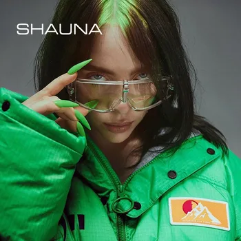 SHAUNA Moda Kritje Fluorescentno Zeleno sončna Očala blagovne Znamke Oblikovalec Buljiti Odtenki Moških UV400