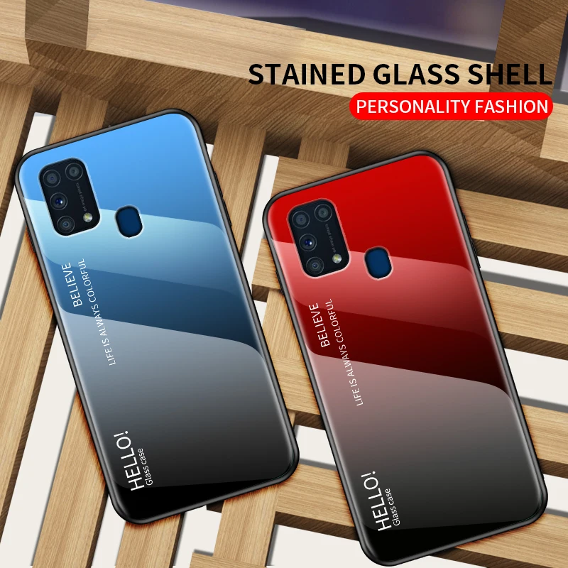 Kaljeno Steklo Ohišje za Samsung Galaxy M31 S20 Ultra A41 A70e S10 Lite A51 A71 A81 A91 Opomba 10 Lite Stekla Lupini Telefon Primeru Zajema 3