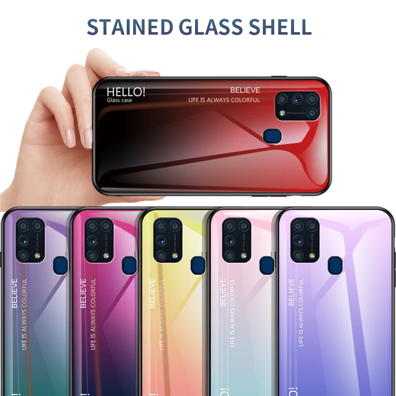 Kaljeno Steklo Ohišje za Samsung Galaxy M31 S20 Ultra A41 A70e S10 Lite A51 A71 A81 A91 Opomba 10 Lite Stekla Lupini Telefon Primeru Zajema 5