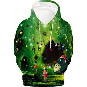 2019 totoro 3D puloverji jopice animacija kawaii hoodies ženske Jeseni Dolg Rokav Trenirko prevelik pulover s kapuco Modna Oblačila 1220