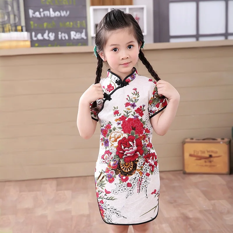 2020 baby dekle, Kitajska obleka obleke poletje slog, infantis bombaž&L Tradicionalne obleke rdeče novo leto stranka qipao 0