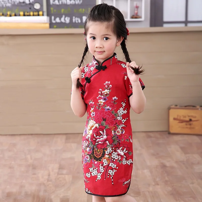 2020 baby dekle, Kitajska obleka obleke poletje slog, infantis bombaž&L Tradicionalne obleke rdeče novo leto stranka qipao 2