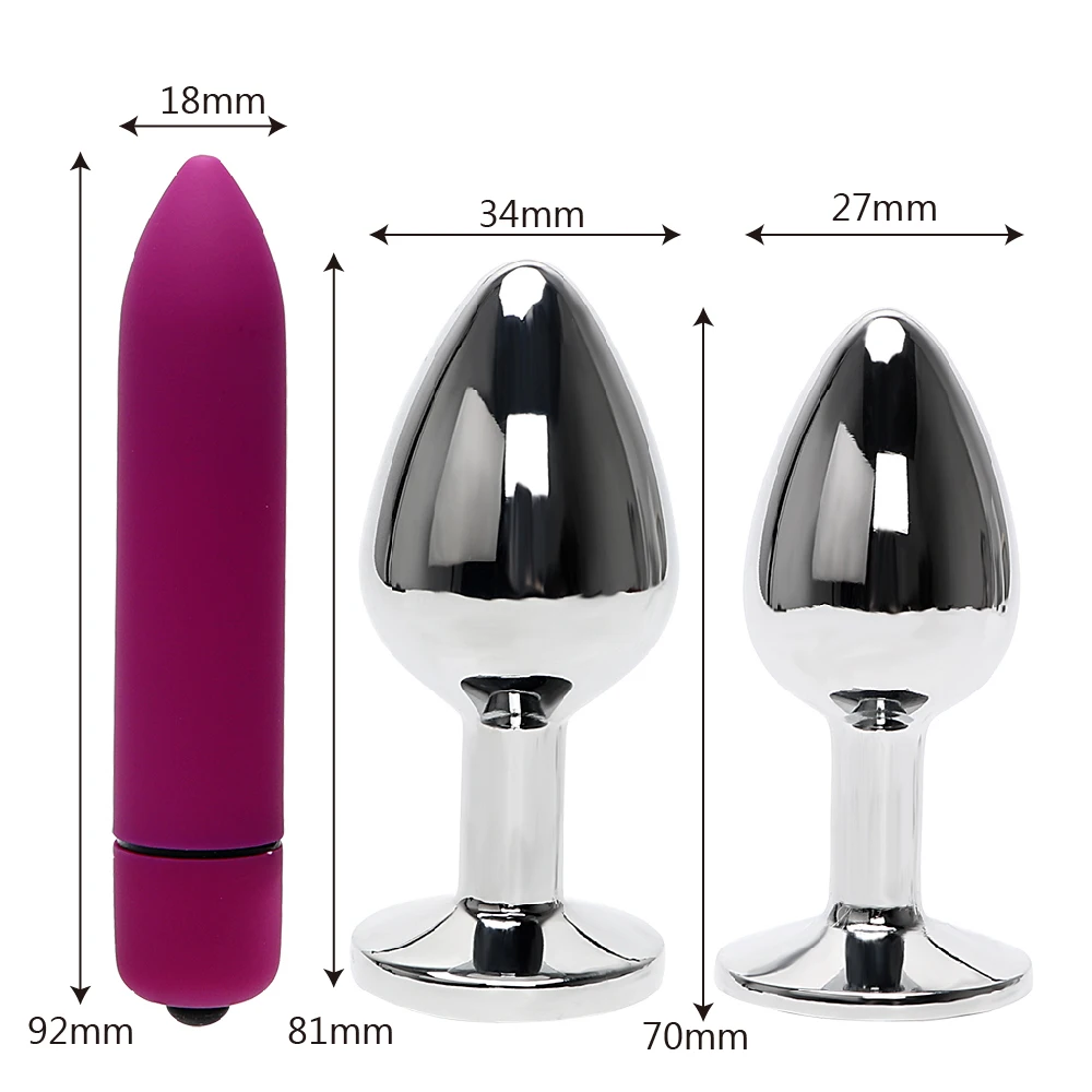 VATINE 3piece/set Butt Plug Bullet Vibrator Set G Spot Spodbujanje Ženska Masturbacija Prostate Masaža Sex Shop Analni Čep 3