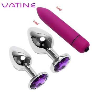 VATINE 3piece/set Butt Plug Bullet Vibrator Set G Spot Spodbujanje Ženska Masturbacija Prostate Masaža Sex Shop Analni Čep 0