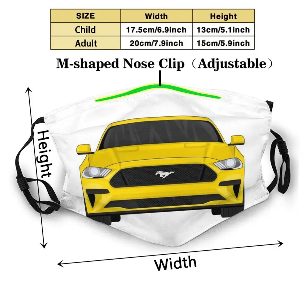 Ford Mustang Gt Spredaj (Zlato) Proti Prahu S Filter Za Moške, Ženske Stroj Črne Maske Avtomobila Gt Mišice V8 Auto Chevy Vroče Mišic 1