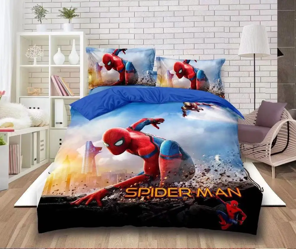 Marvel Junak Spider-Man Posteljnina twin Posteljo Stanja Komplet za Fantka Odeja Rjuhe Zajema eno Bedspread Otrok Otroci Perilo 4