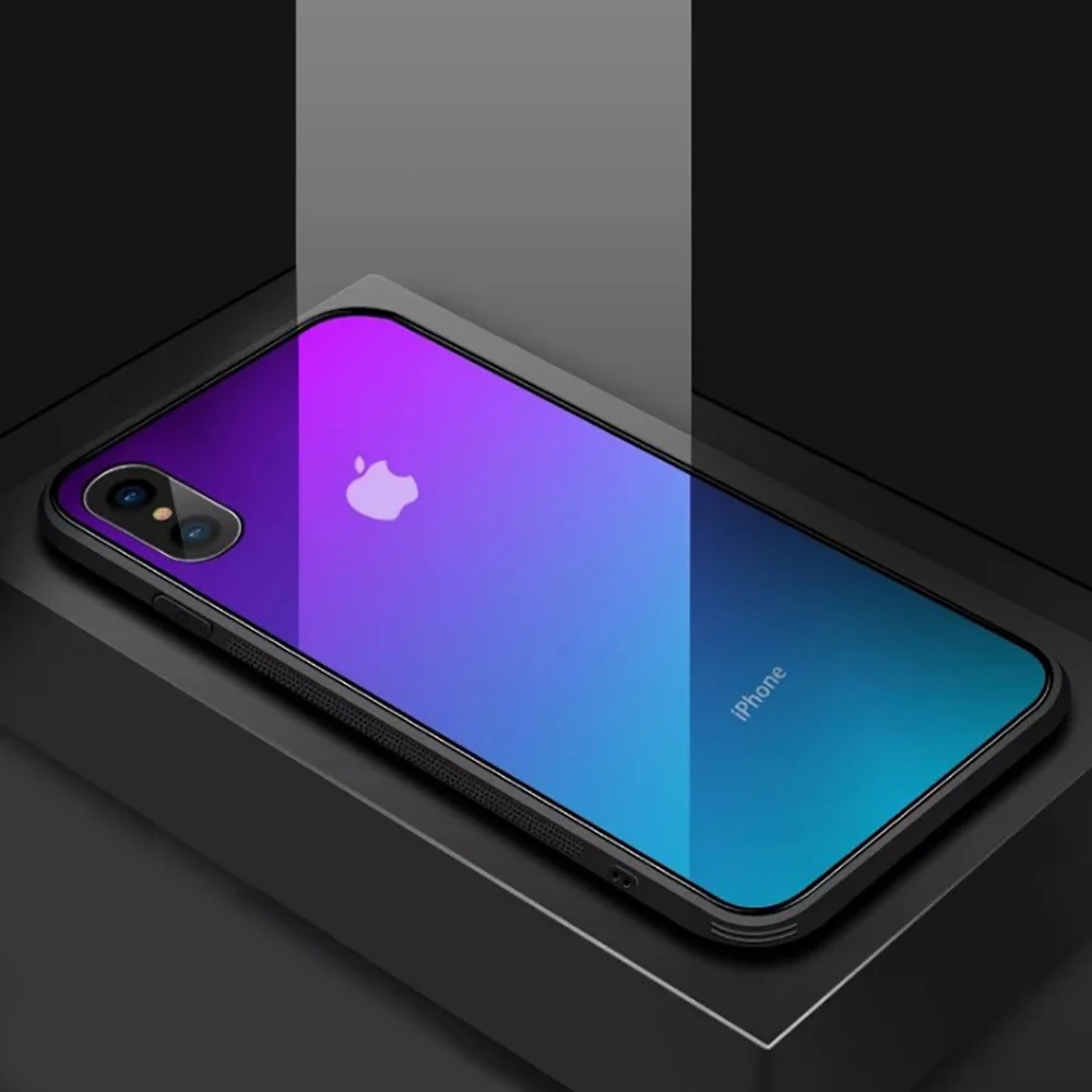 Ultra-Tanek Aurora Gradient Stekla Primeru Telefon Za iPhone 11 Pro 7 8 6 6S Plus X XR XS Max Mehko Meji Zadnji Pokrovček 0