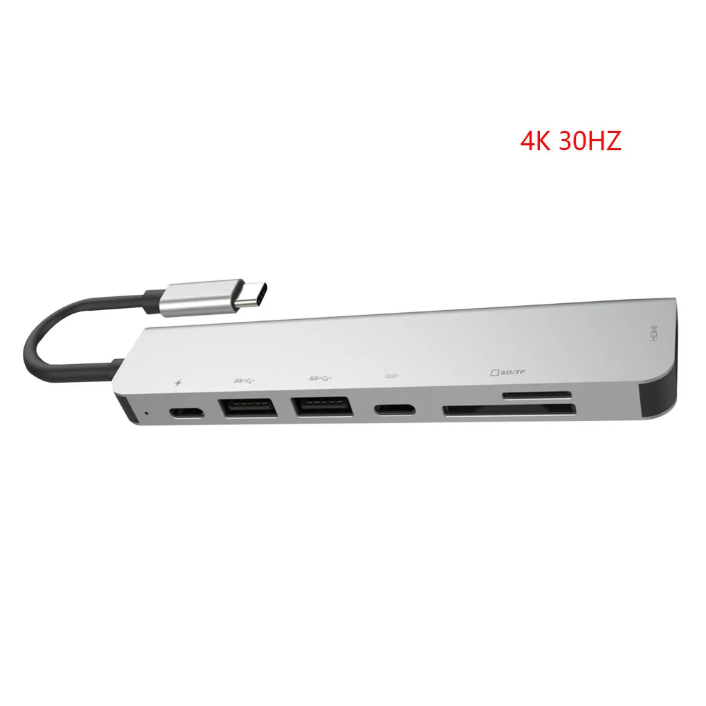 6 v 1 USB 3.0 za Visoke Hitrosti Vrata Tip-C Zvezdišče Usb-C do 4K 30HZ HD Laptop Rj45 Gigabit Ethernet Omrežja PD Hub NA Zalogi 3